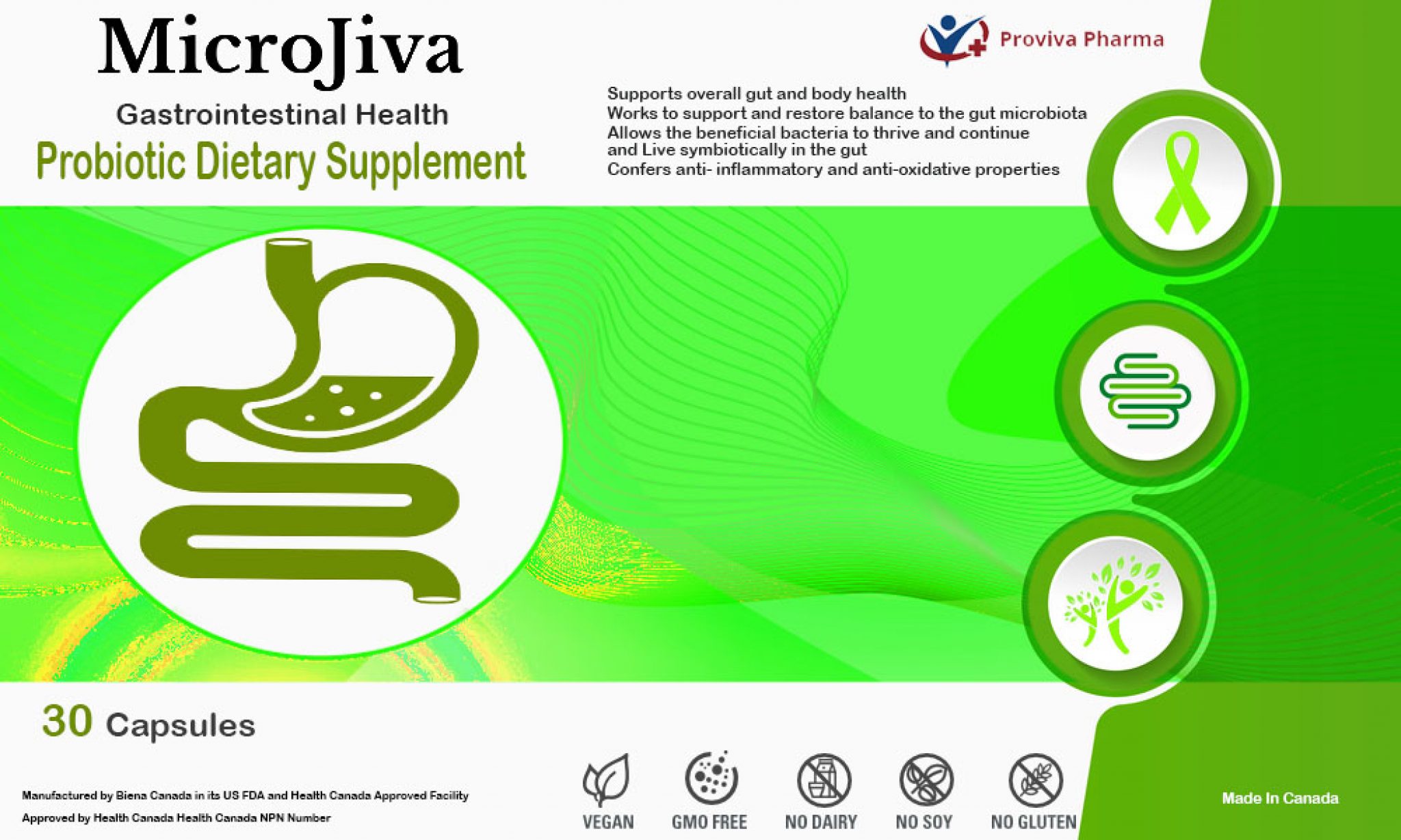 MicroJiva Gut Probiotic Dietary Supplement - Proviva Pharma